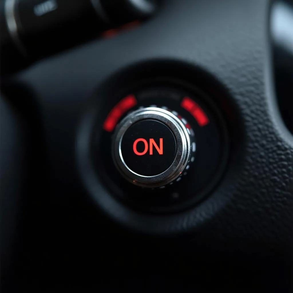 Car key inserted in the ignition switch, turned to the &quot;ON&quot; position