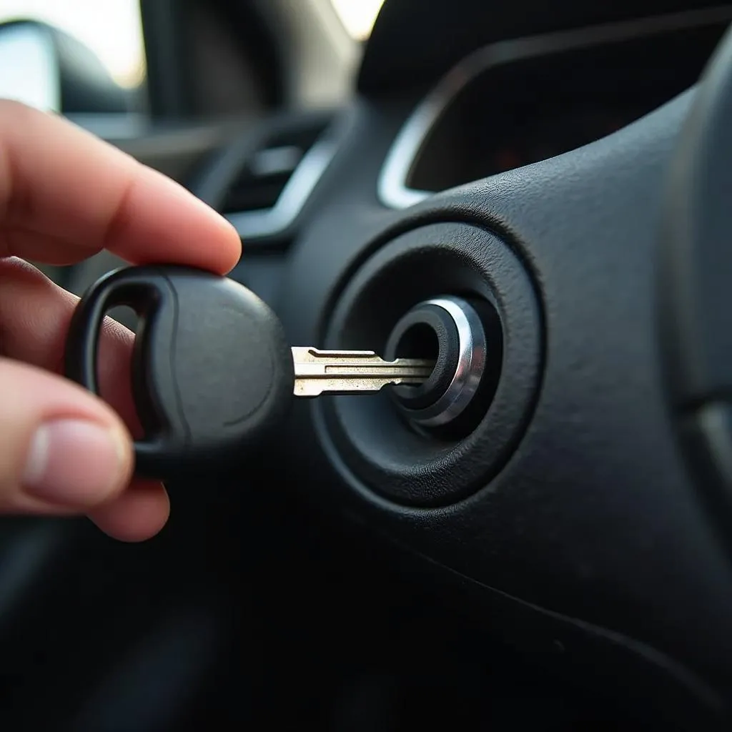 Car Key Inserted in Ignition