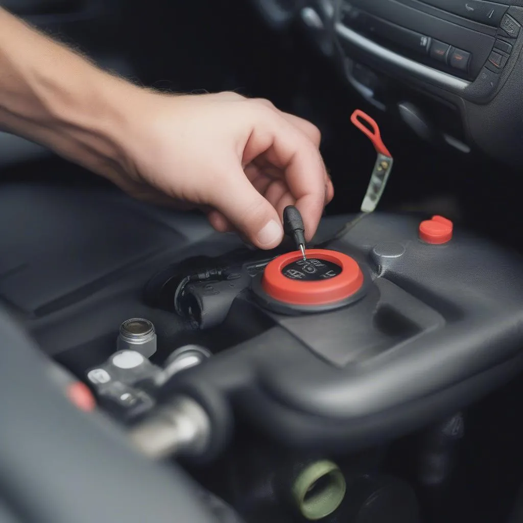 Mechanic installing a kill switch for enhanced car security