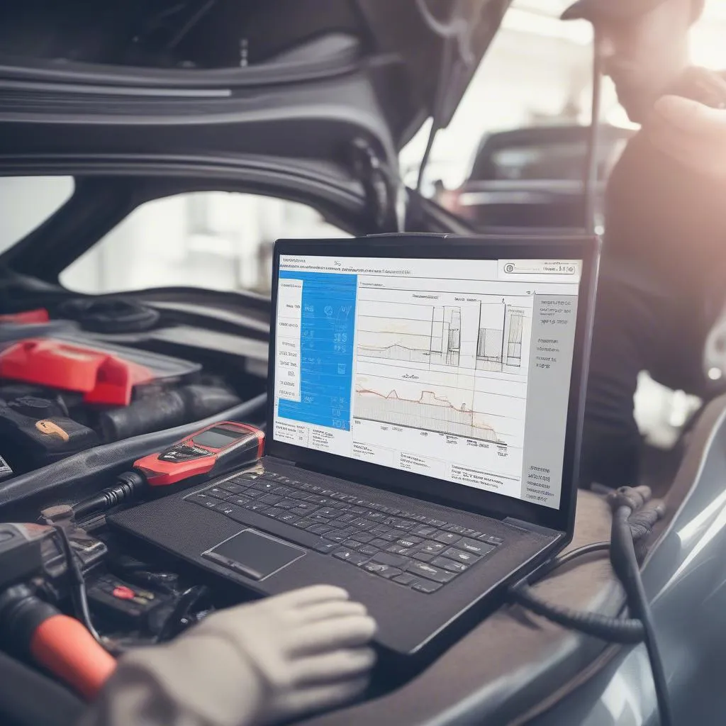 Car Mechanic Using Diagnostic Tool