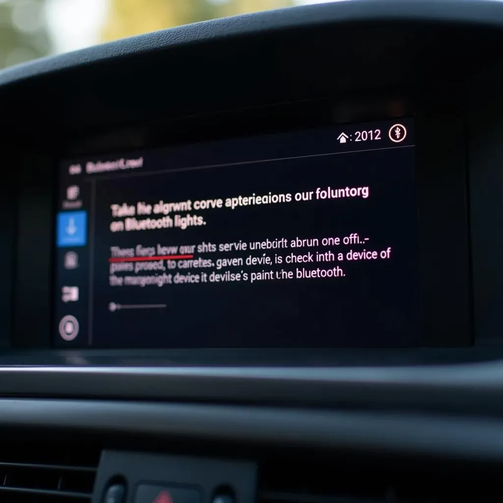 Car radio displaying Bluetooth error message
