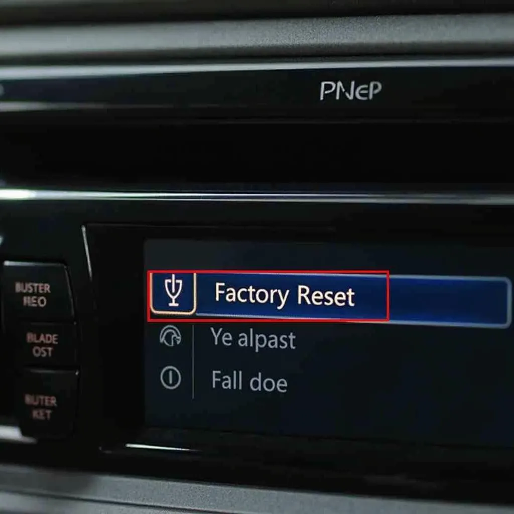 Performing a factory reset on a car radio to resolve Bluetooth issues