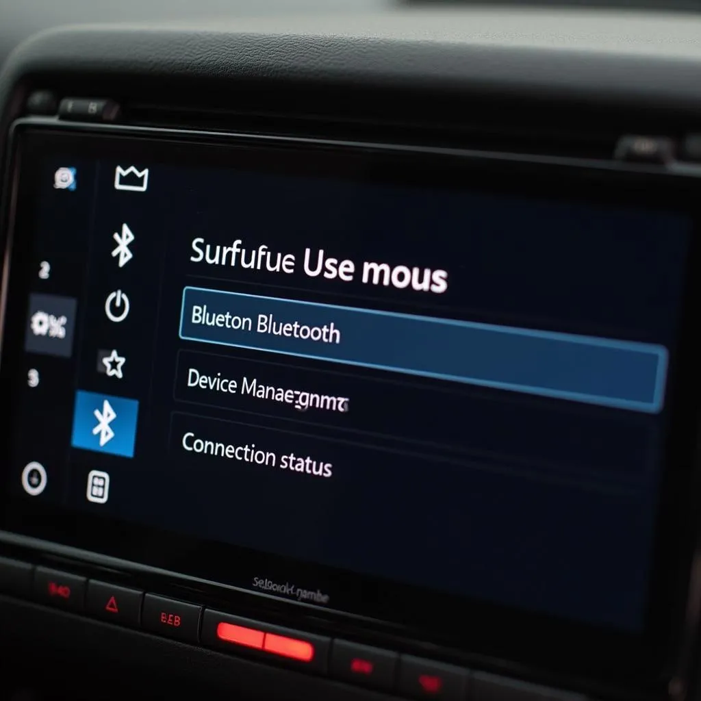 Car radio bluetooth settings menu