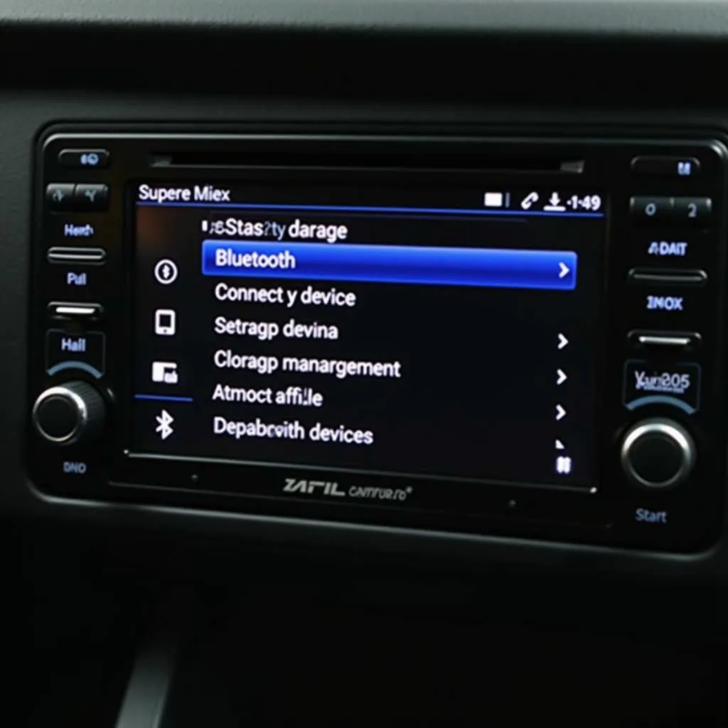 Accessing Bluetooth settings on a car radio