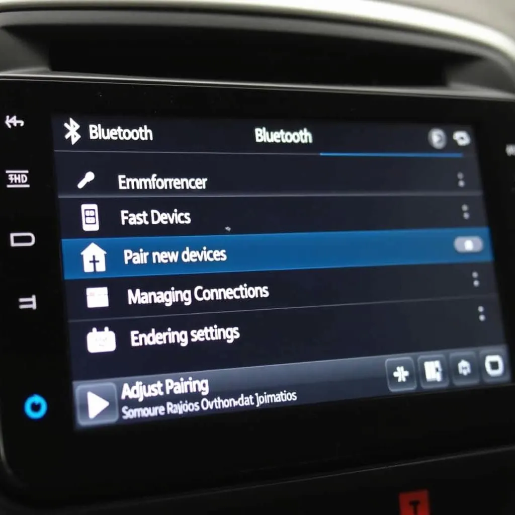 Accessing car radio Bluetooth settings