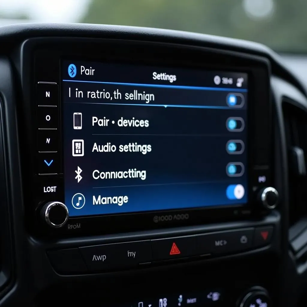 Car Radio Bluetooth Settings Menu