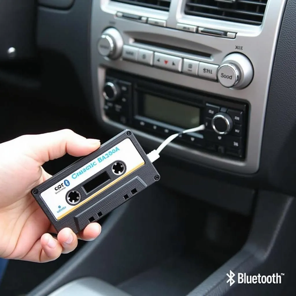 Car radio cassette adapter with Bluetooth