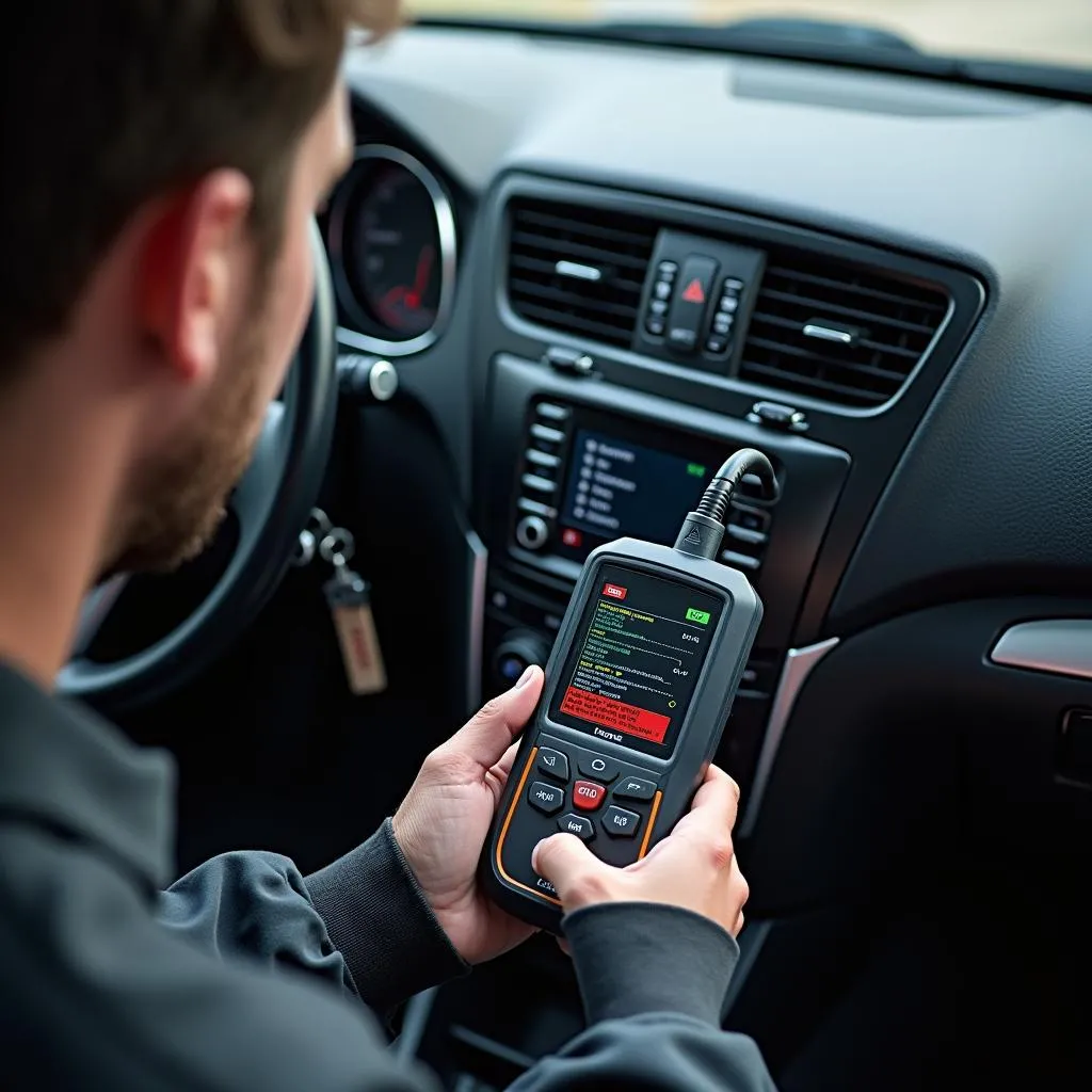 Car Radio Diagnostic Tool in Use