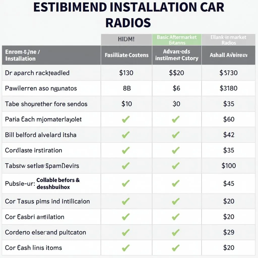 Comparison of car radio installation costs