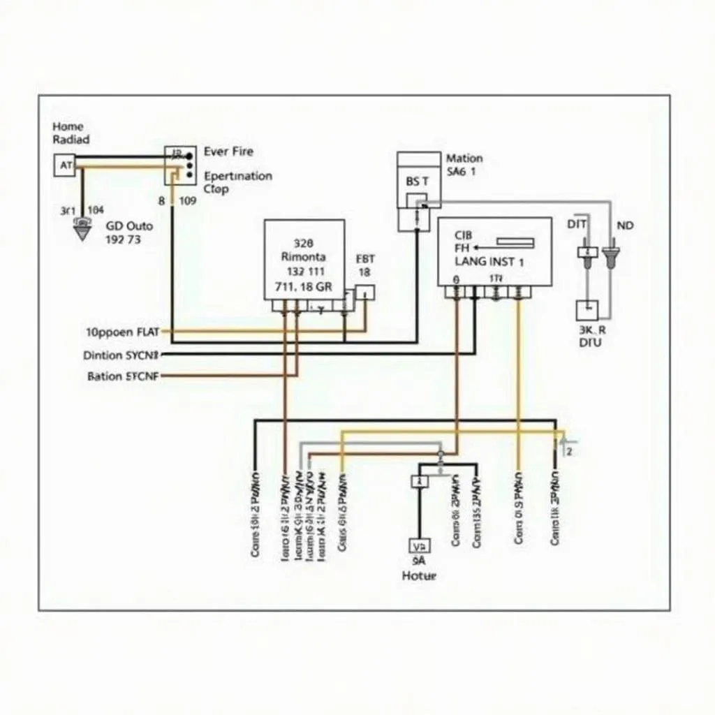 Car radio wiring diagram with labels