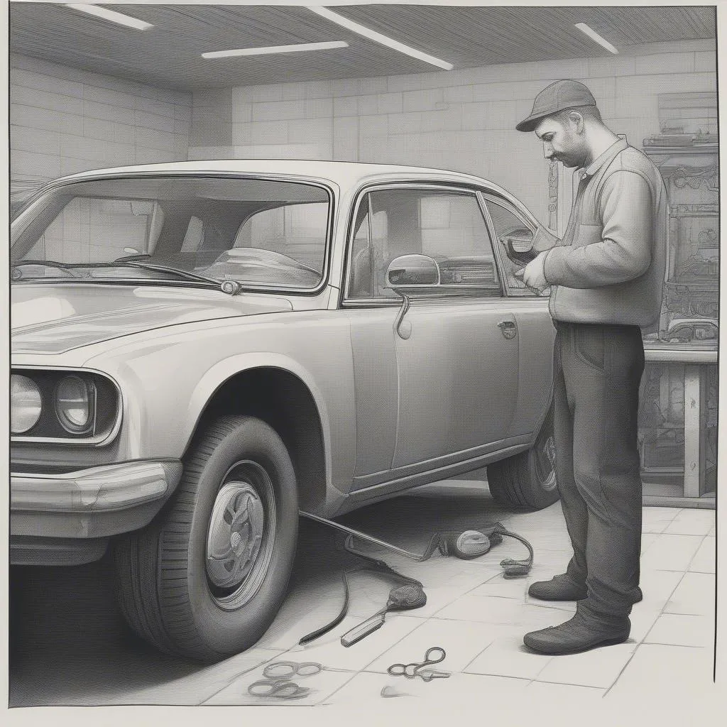 Image of a Mechanic Discussing Car Security with a Customer