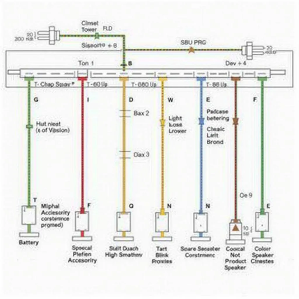 Car stereo wiring diagram with color codes for different wires