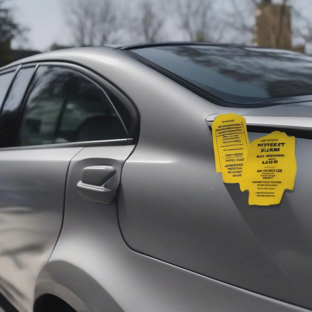 Anti-theft sticker on car window