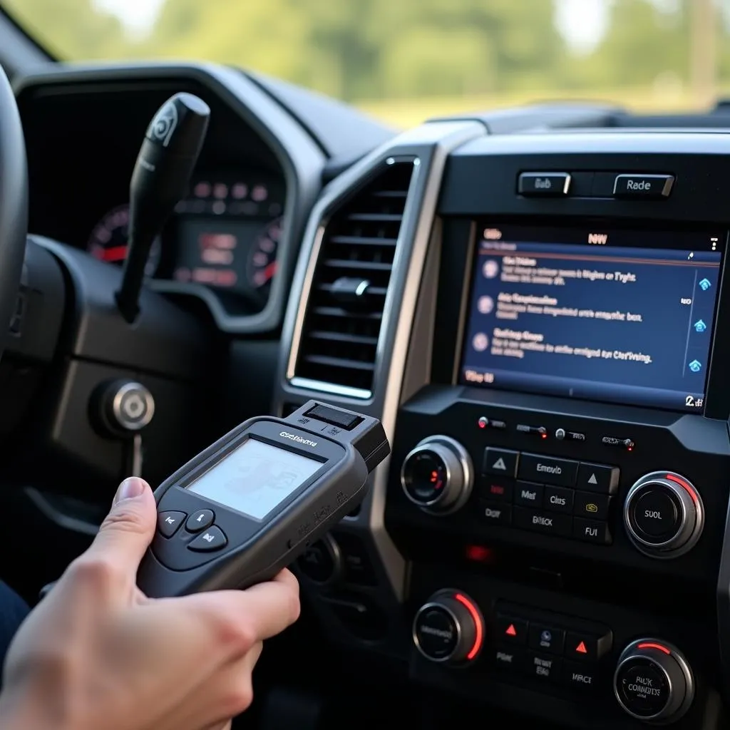 Cardiagtech diagnostic tool being used on a Ford F-150