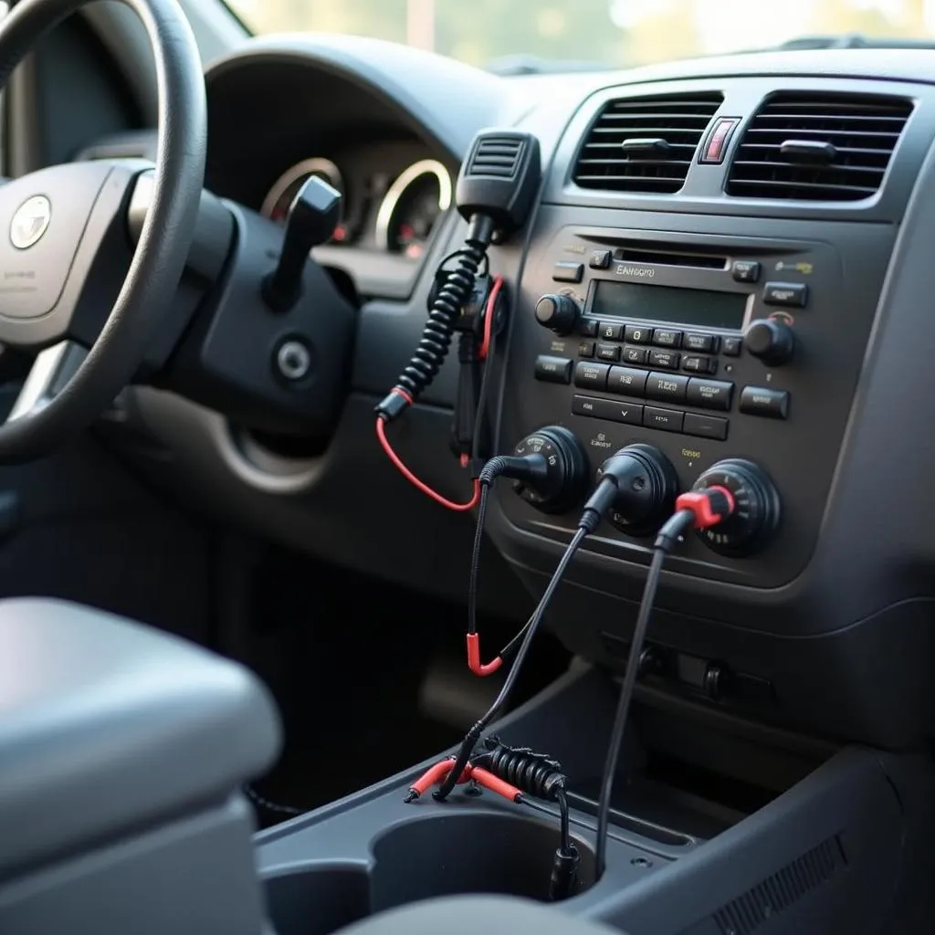 CB radio installation in a car