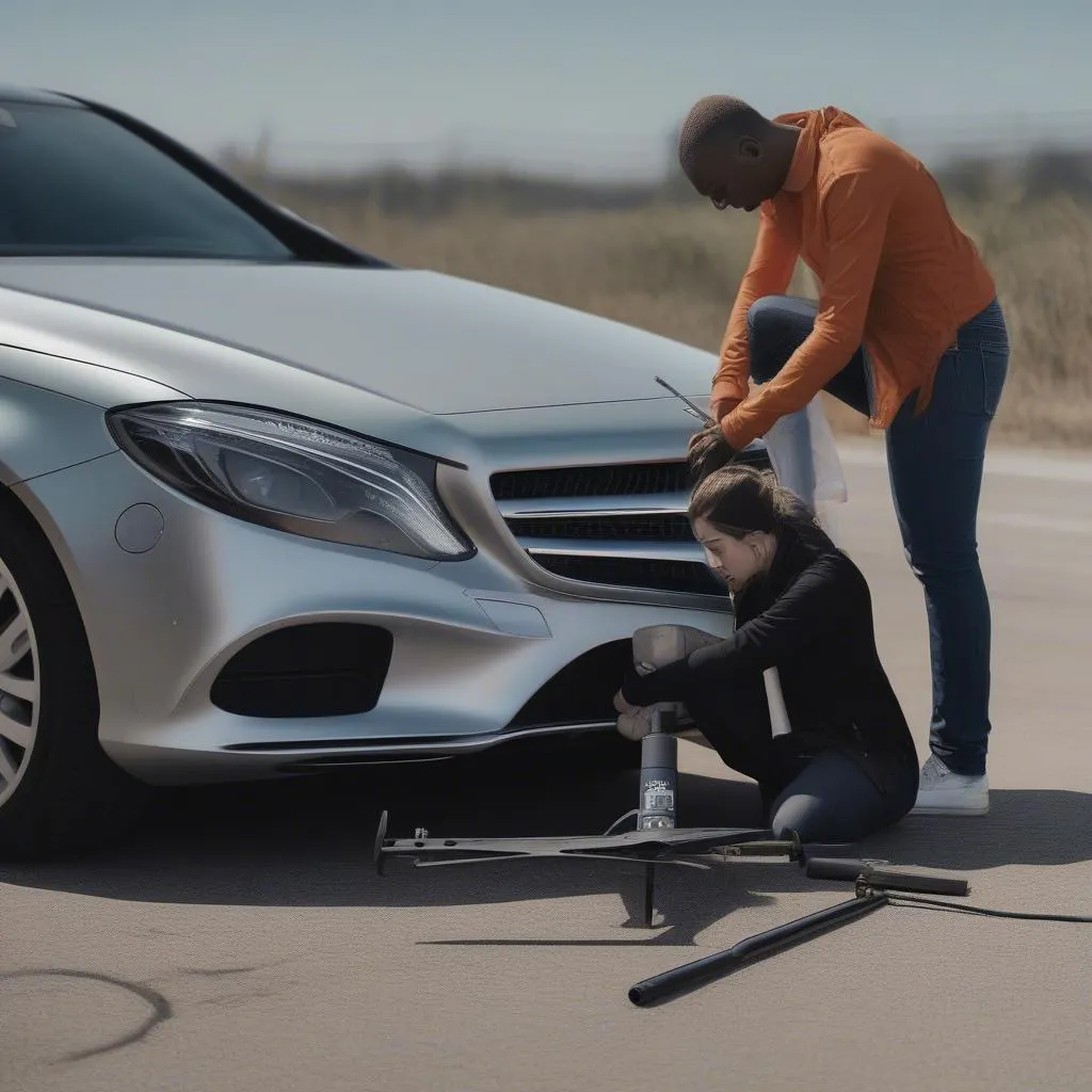 Changing a Mercedes Tire