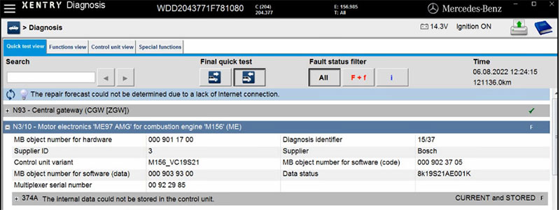 Check the engine error with Xentry