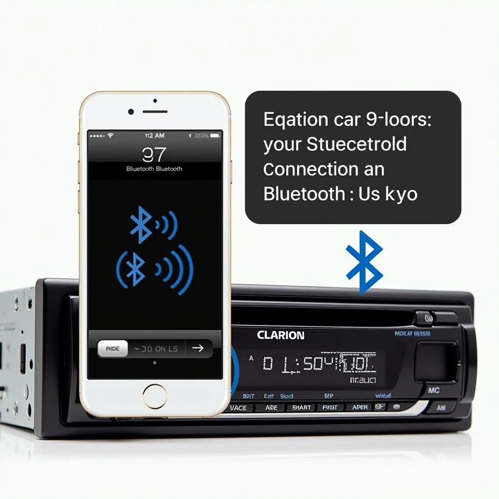 Image showing a smartphone pairing with a Clarion car radio via Bluetooth