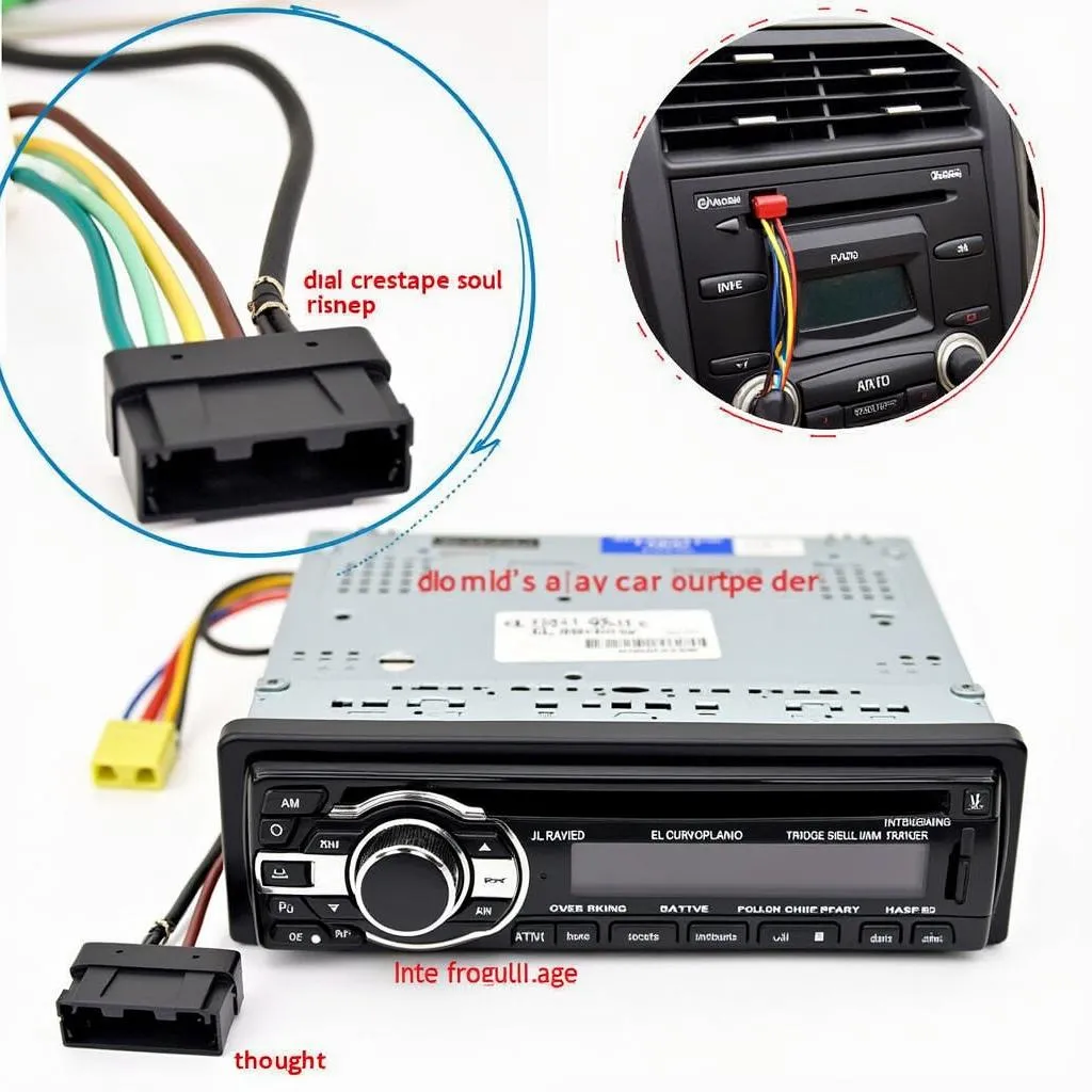 Connecting car radio wiring harness with labels