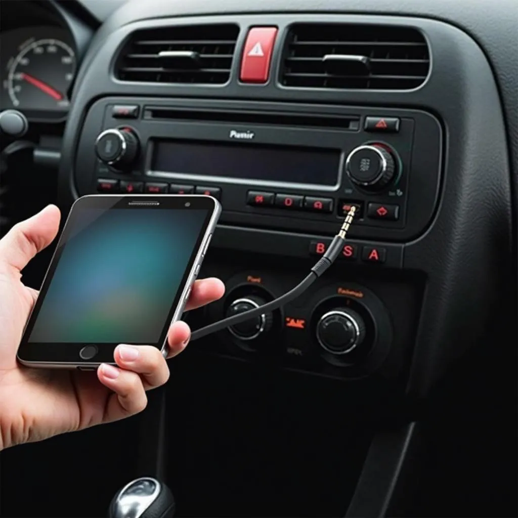 Connecting a smartphone to a car radio using an AUX cable