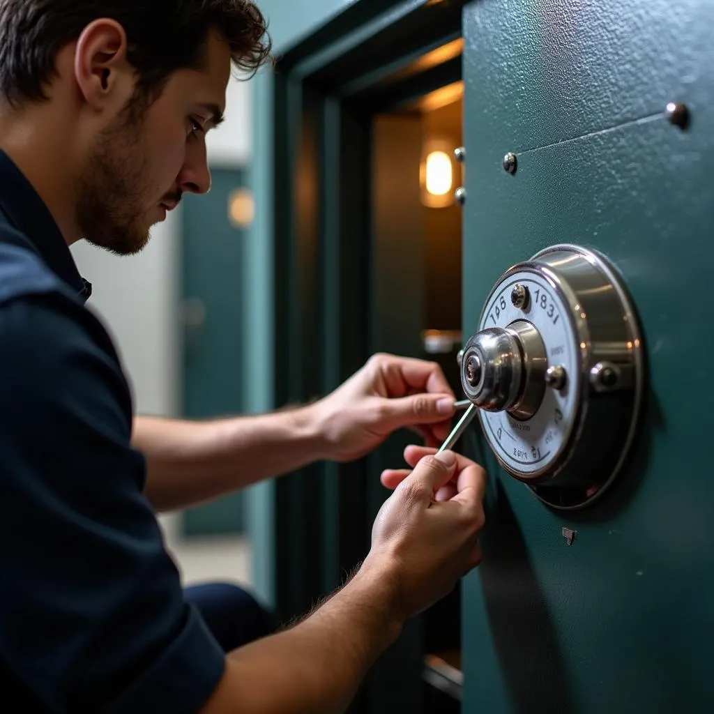 Locksmith working on a safe