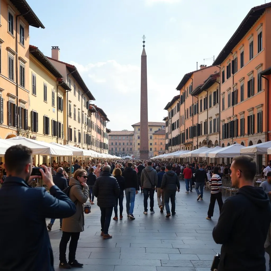 Crowded tourist area in Italy