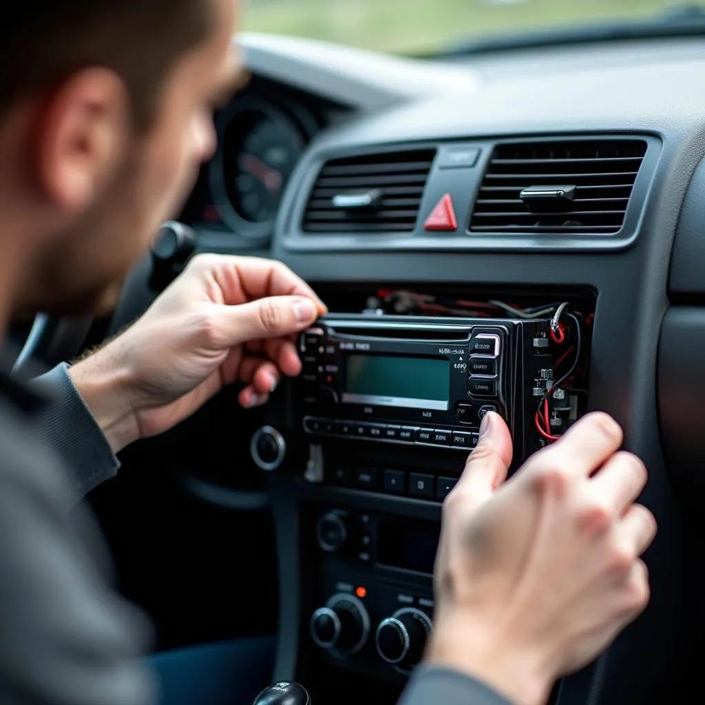 Installing a DAB car radio in a car