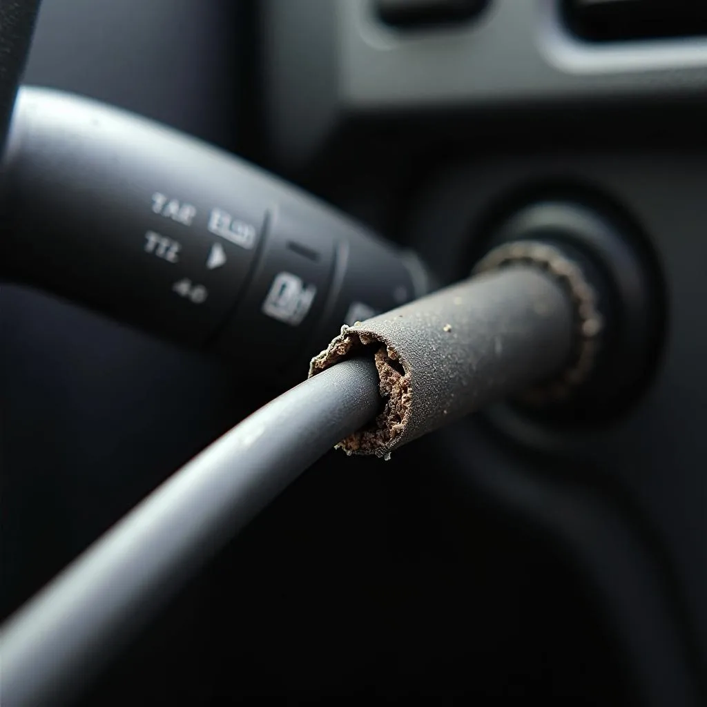 Damaged car radio wire