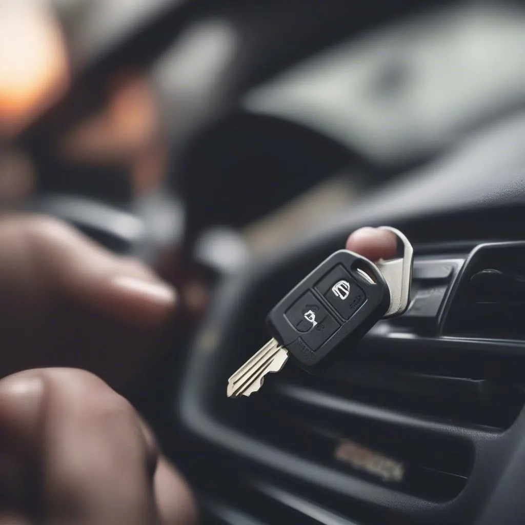 car key in ignition