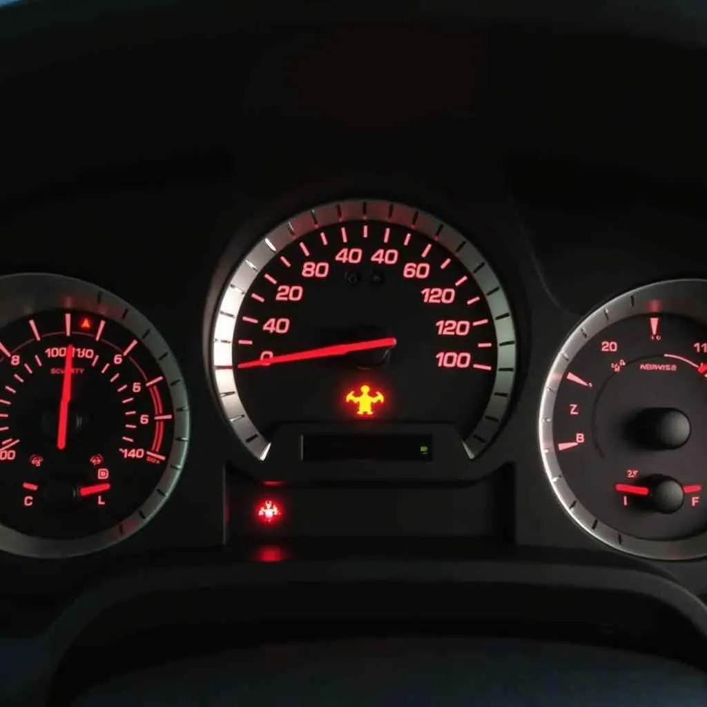 Dodge Magnum dashboard with warning lights illuminated