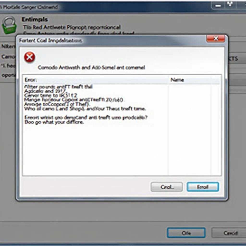 Error message during Comodo Anti-Theft uninstallation