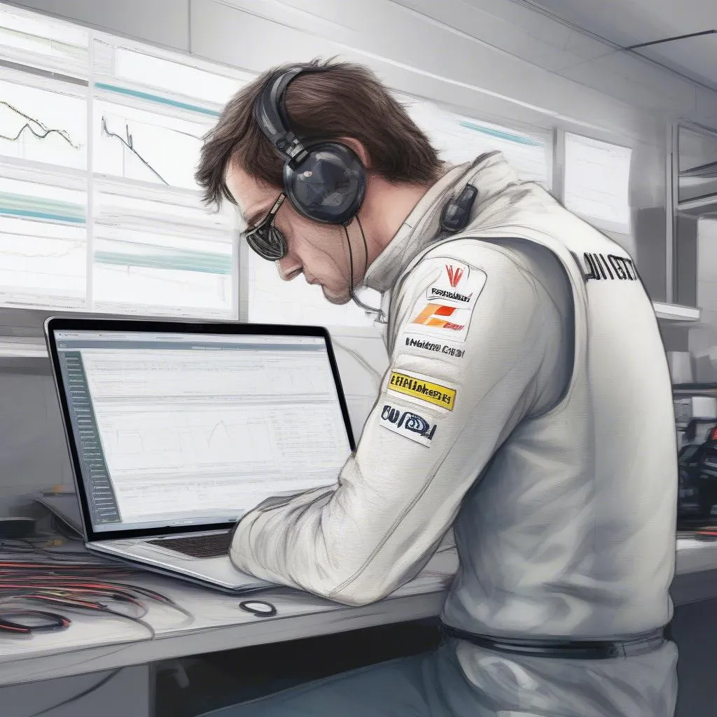 F1 engineer analyzing data