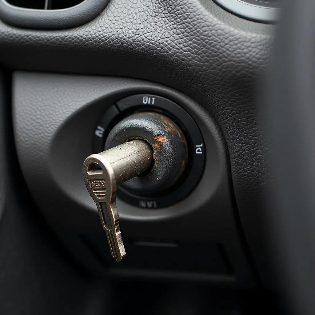 Close-up of a Ford Escape ignition cylinder