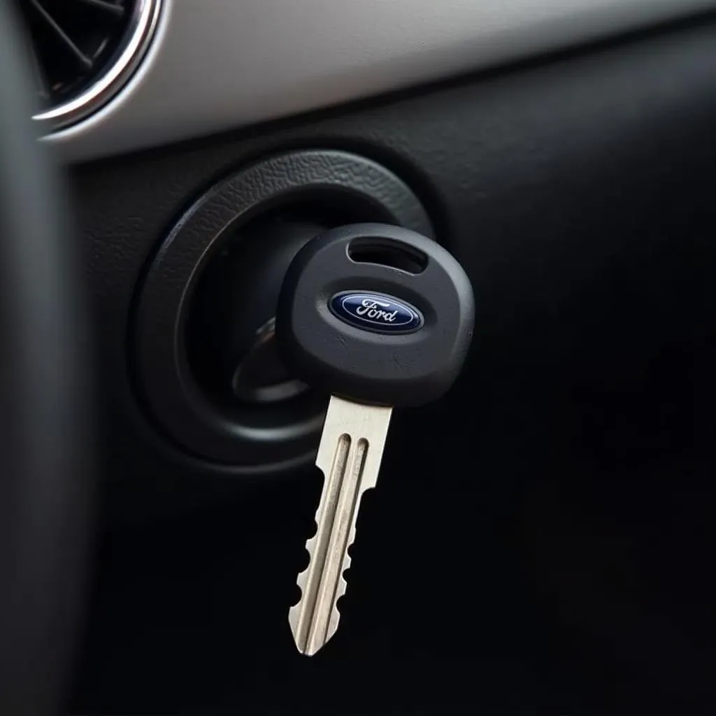 Ford Mustang key in ignition