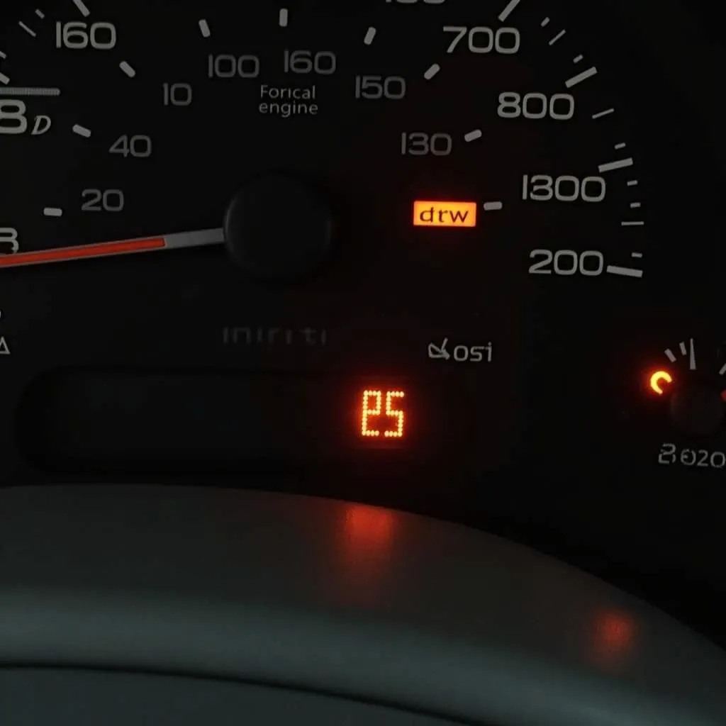 Infiniti I30 dashboard with warning lights illuminated