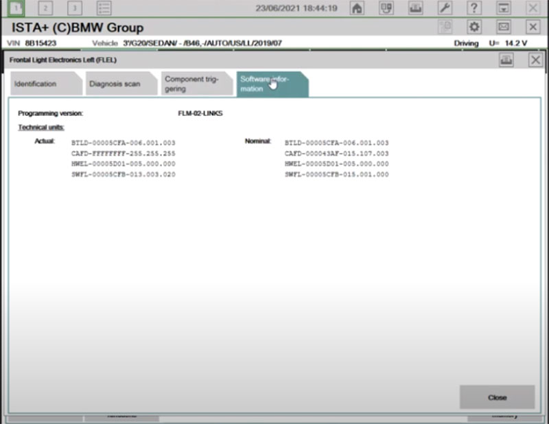 Use software ISTA+ for BMW headlight programming