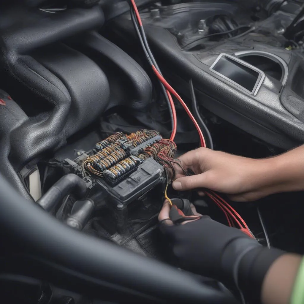 Inspecting Seat Belt Wiring Harness in a Mercedes