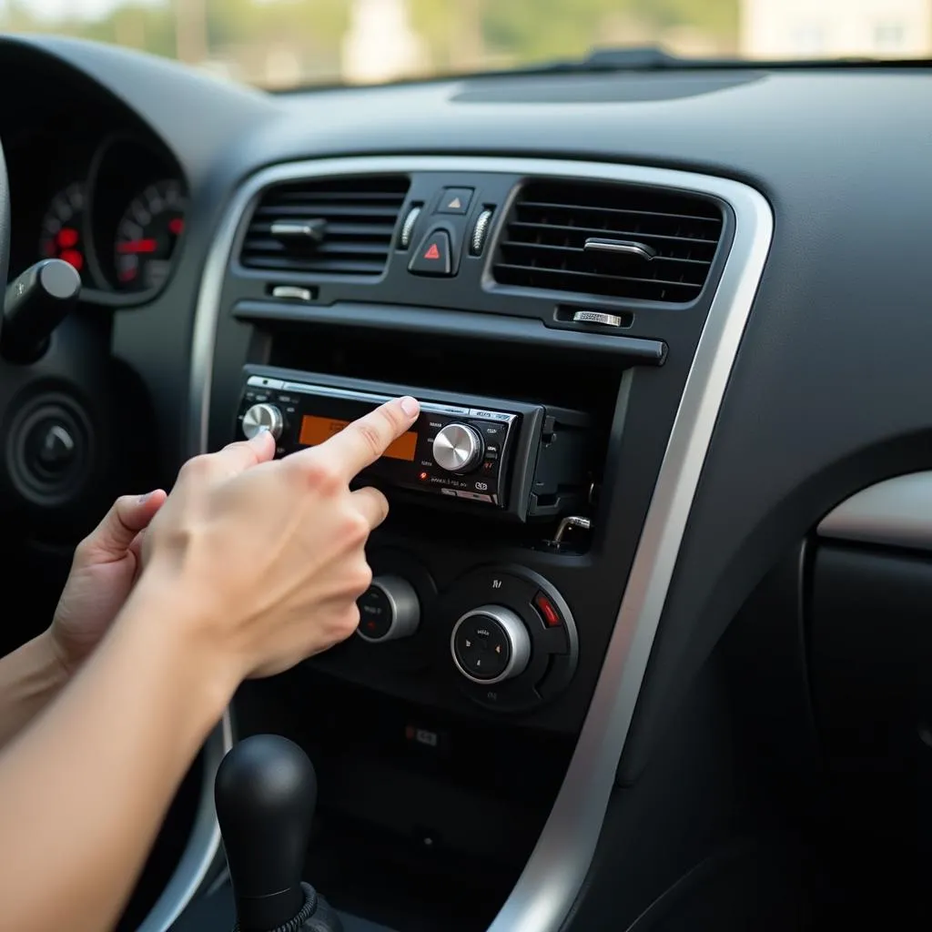 Installing new car radio into dashboard