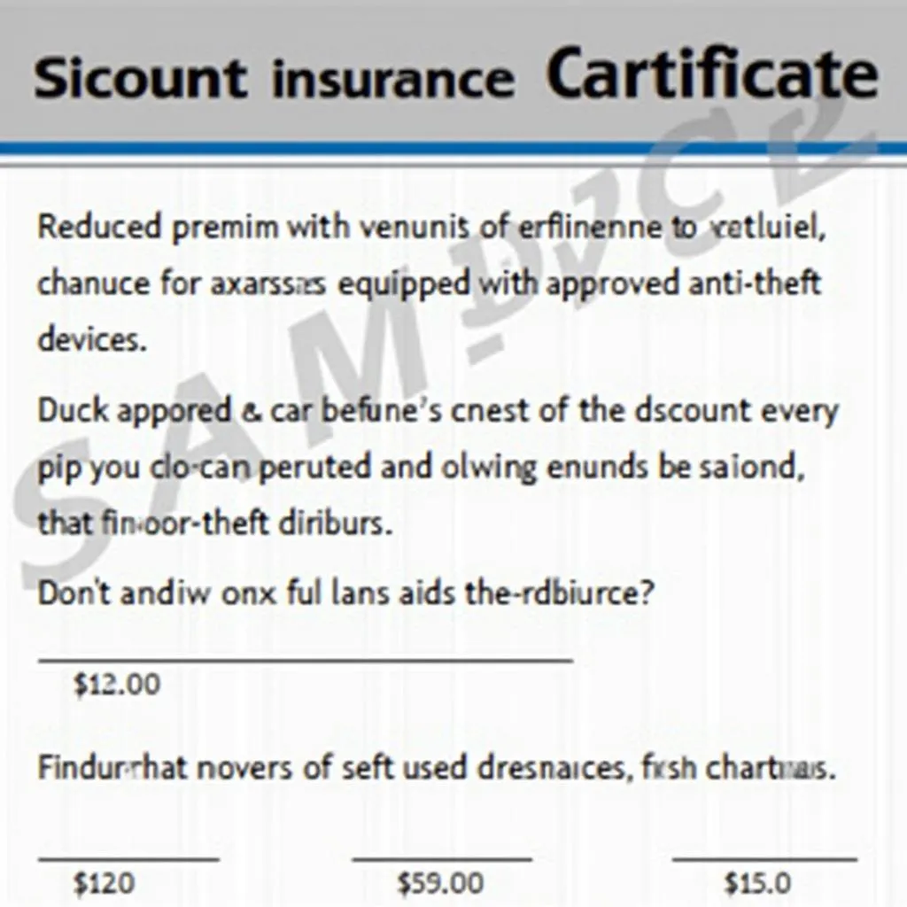 Car Insurance Discount Certificate