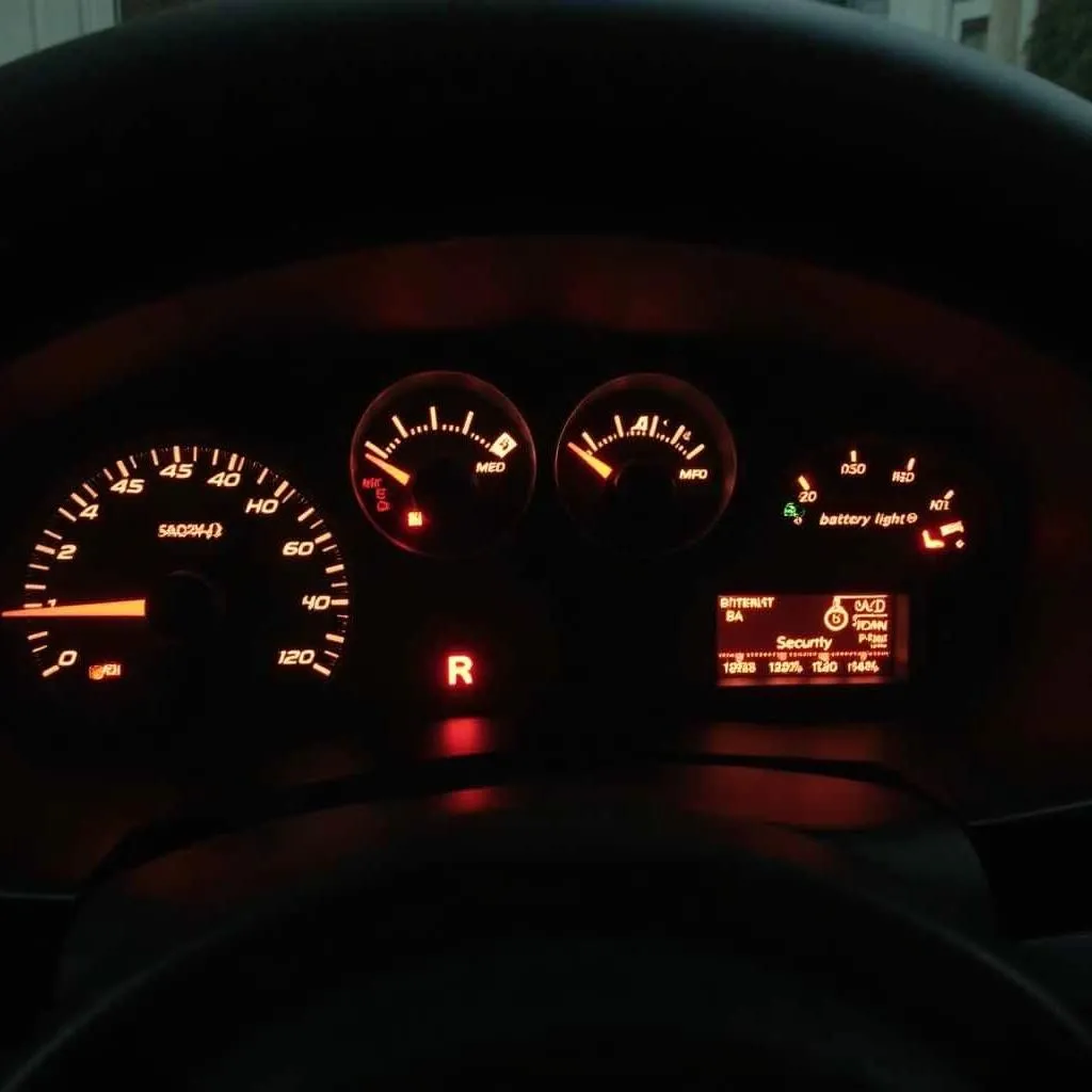 Jeep Cherokee dashboard with warning lights illuminated