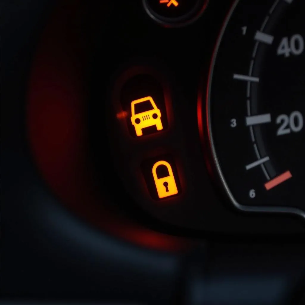 Jeep dashboard with flashing security light