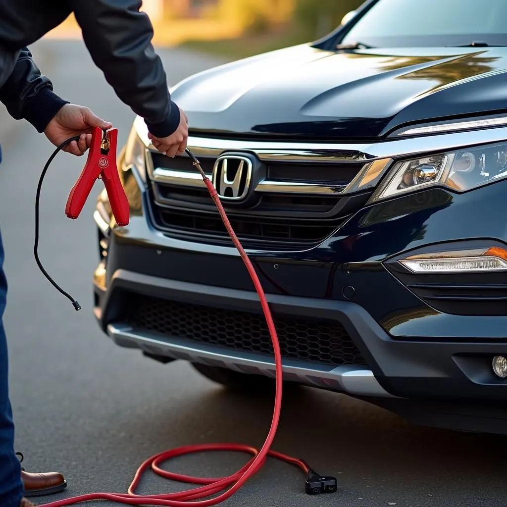 Jumpstarting a Honda Pilot with jumper cables