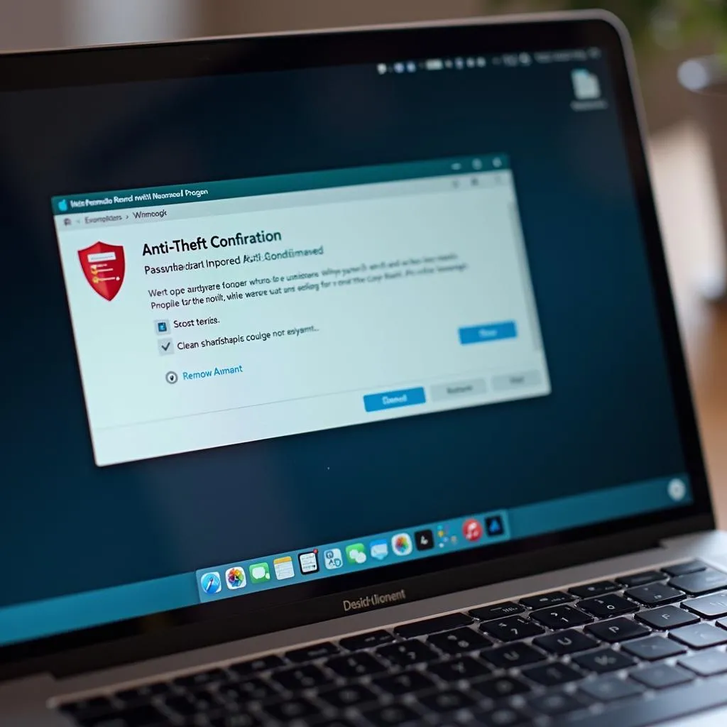 Laptop Screen Displaying Successful Anti-theft Software Removal