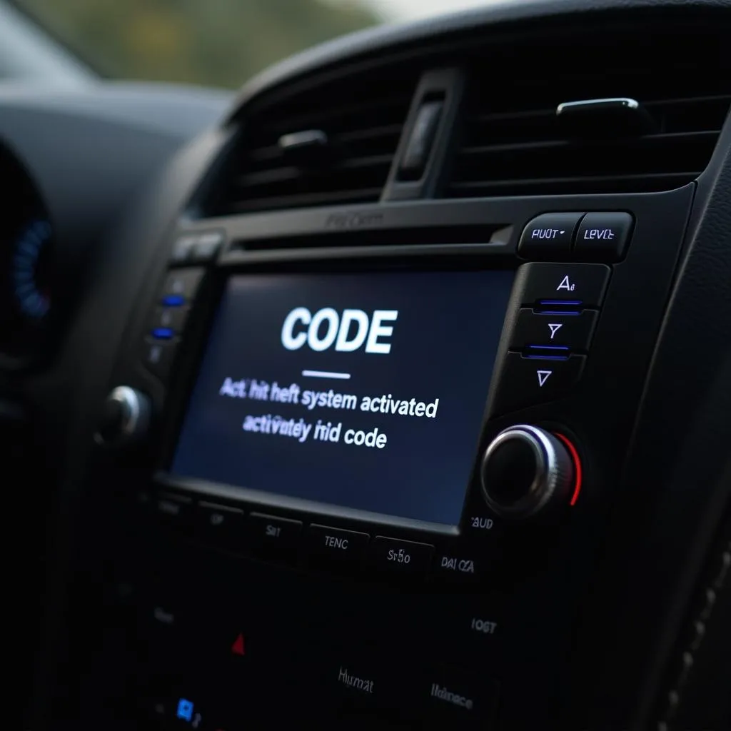 Car radio display showing &quot;CODE&quot;