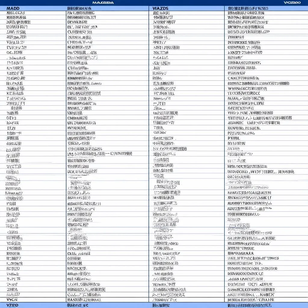 Mazda VCDS Compatibility Chart