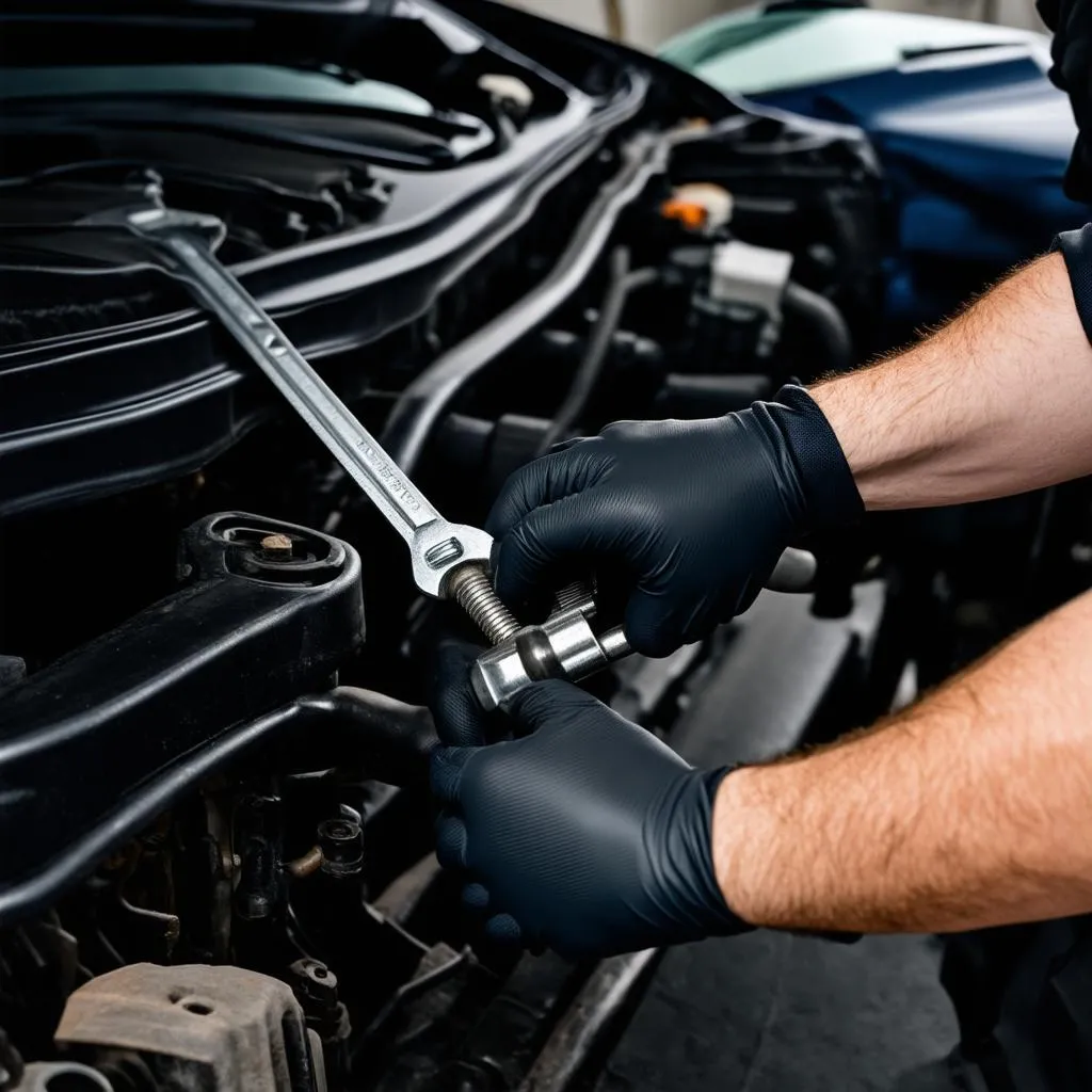 Mechanic Adjusting Tie Rod