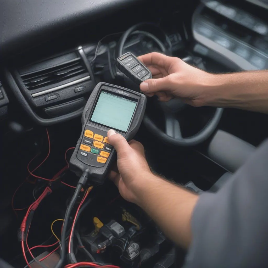 Mechanic Connecting a Code Reader