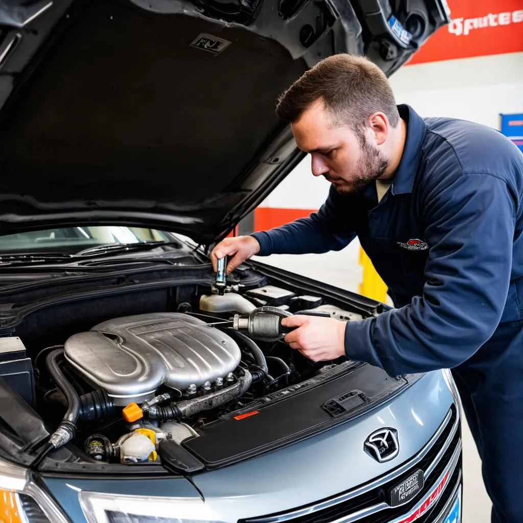 Mechanic Diagnosing Turbo