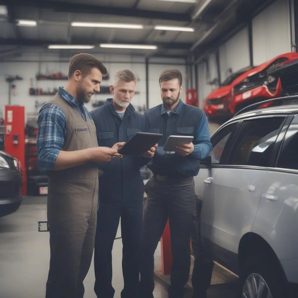 Mechanic Explaining Car Diagnostics