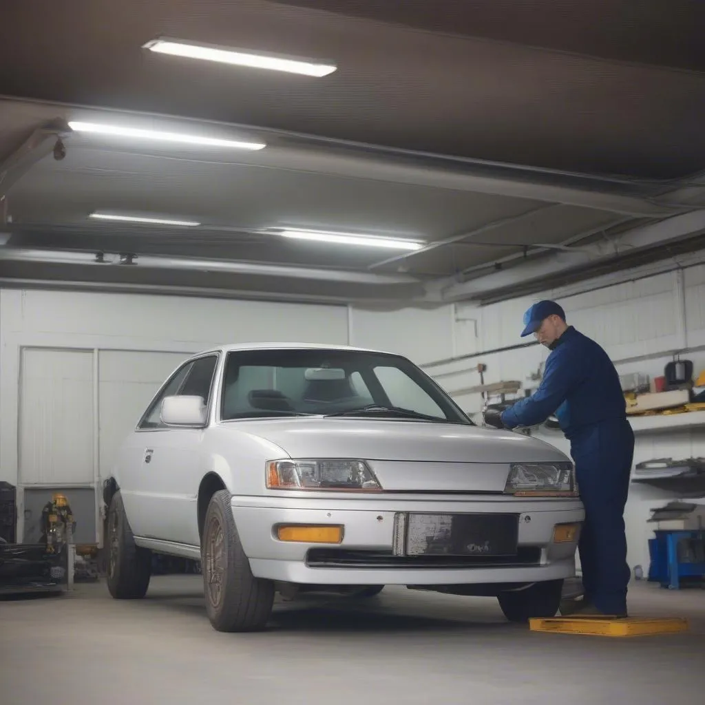 Mechanic Inspecting Brake